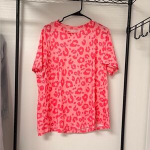 Women's Pink Leopard Print T-Shirt 2XL